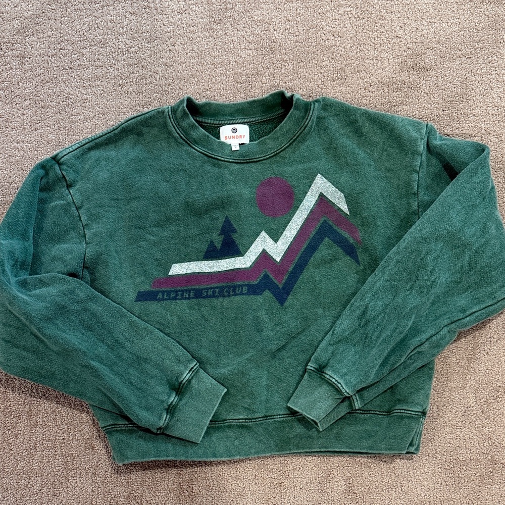 Sundry Forest Green Alpine Graphic Crewneck Sweatshirt